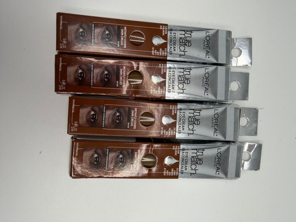L'Oreal True Match Eye Cream Concealer 0.5% Hyaluronic Acid 0.4oz Lot of 4 NEW